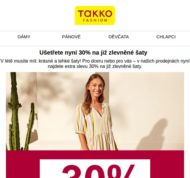 Takko Fashion: 30 % na již zlevněné šaty – červen 2026 | Nuslet.cz