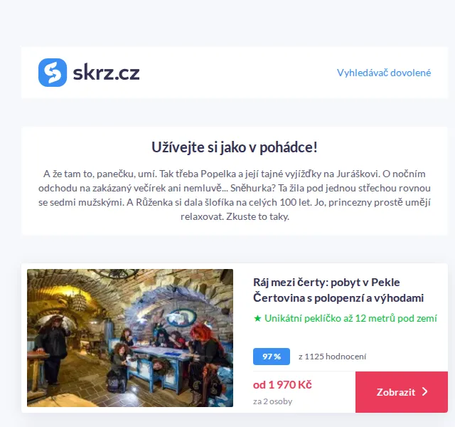 Vánoce na Skrz: pobyt v Pekle Čertovina od 1 970 Kč – červenec 2026 | Nuslet.cz