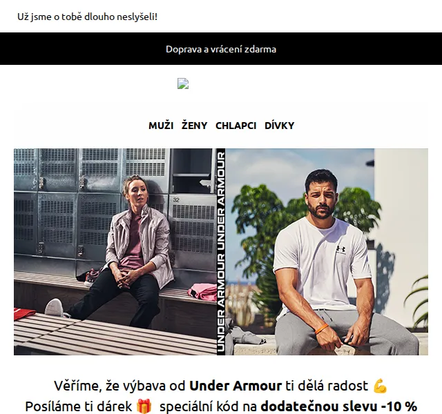 Under Armour: Sleva -10 % na vše – červen 2026 | Nuslet.cz