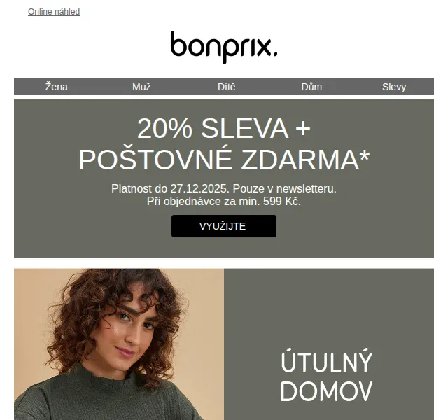 Bonprix: 20% sleva na domácí oblečení – duben 2026