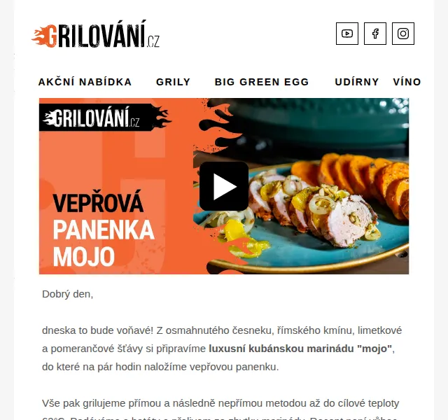 Grilování.cz: Big Green Egg Medium + Vepřová panenka – červen 2026 | Nuslet.cz