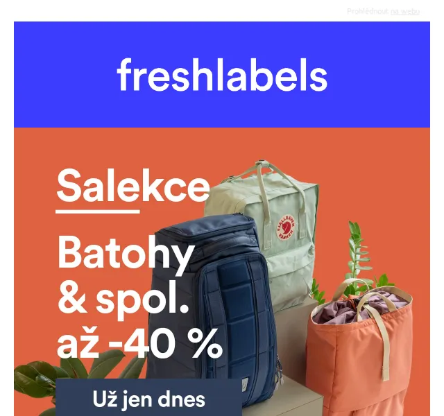 Freshlabels: Batohy se slevou až 40 % + novinky Carhartt WIP a Patagonia – červenec 2026 | Nuslet.cz