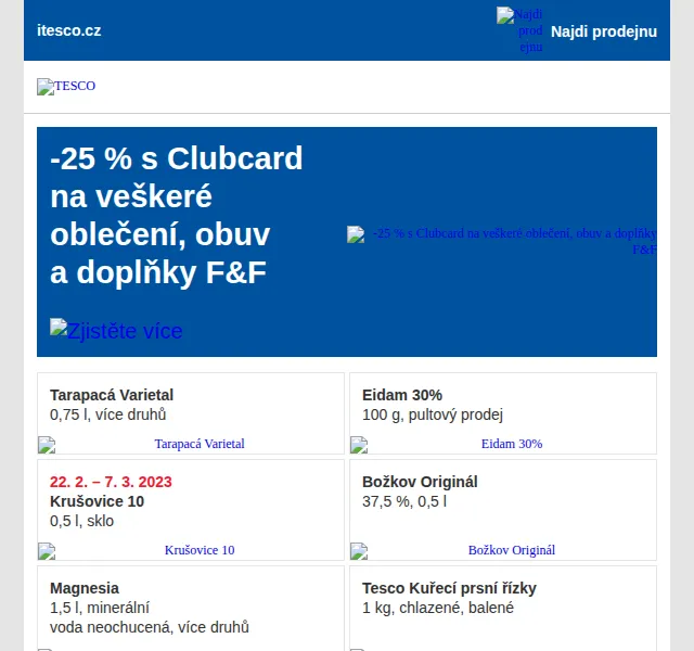 Tesco: Sleva 25 % na F&F oblečení, obuv a doplňky – červenec 2026 | Nuslet.cz
