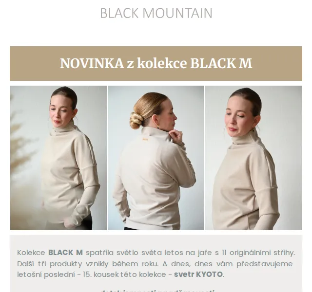 Black Mountain: Nový svetr KYOTO z kolekce BLACK M – červenec 2026 | Nuslet.cz