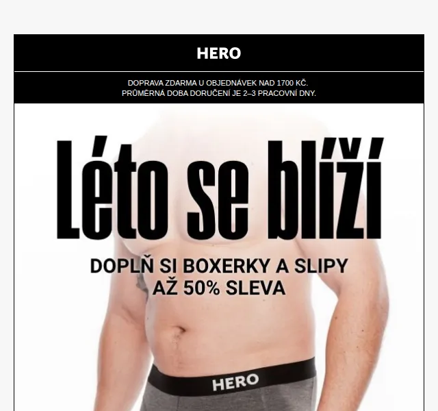 HERO: Boxerky a slipy se slevou 50 % – květen 2026