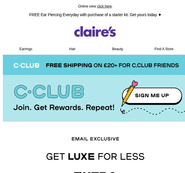 Claire's: Extra 15% na prémiové šperky – červenec 2026 | Nuslet.cz