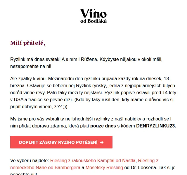 Jitka za Víno od Bodláků: Ryzlinky od 419 Kč – červen 2026 | Nuslet.cz